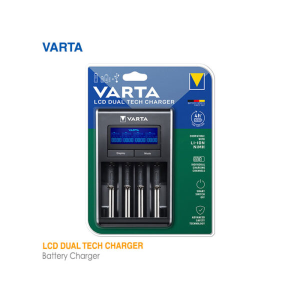 شارژر باتری دوگانه وارتا 4تایی LCD Dual Tech Charger
