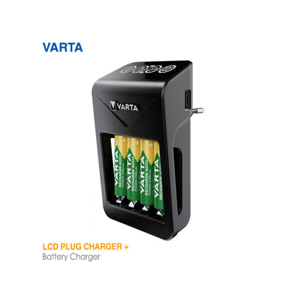 شارژر باتری نمایشگردار+ 4تایی وارتا +LCD Plug Charger