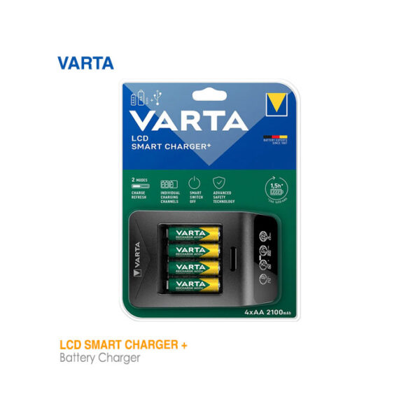 شارژر باتری نمایشگردار+ پرسرعت 4 تایی وارتا +VARTA LCD Smart Charger