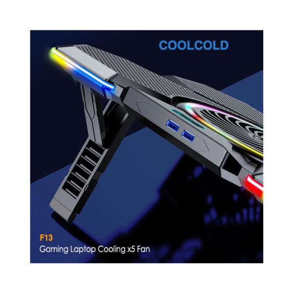 پایه خنک کننده لپ تاپ 5 فن گیمینگ F13 کول کلد