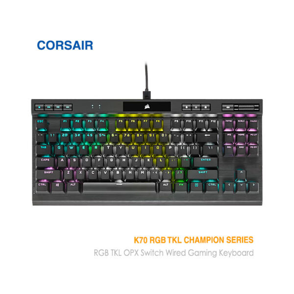 کیبورد گیمینگ اپتیکال مکانیکال کورس ایر (سری قهرمان) K70 RGB TKL opx