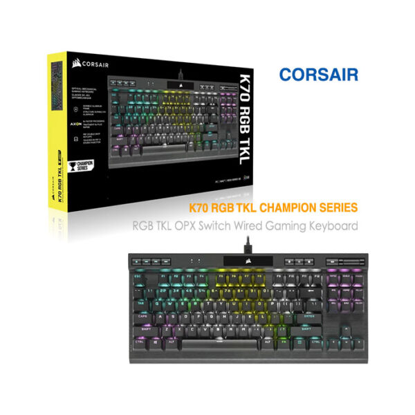 کیبورد گیمینگ اپتیکال مکانیکال کورس ایر (سری قهرمان) K70 RGB TKL opx