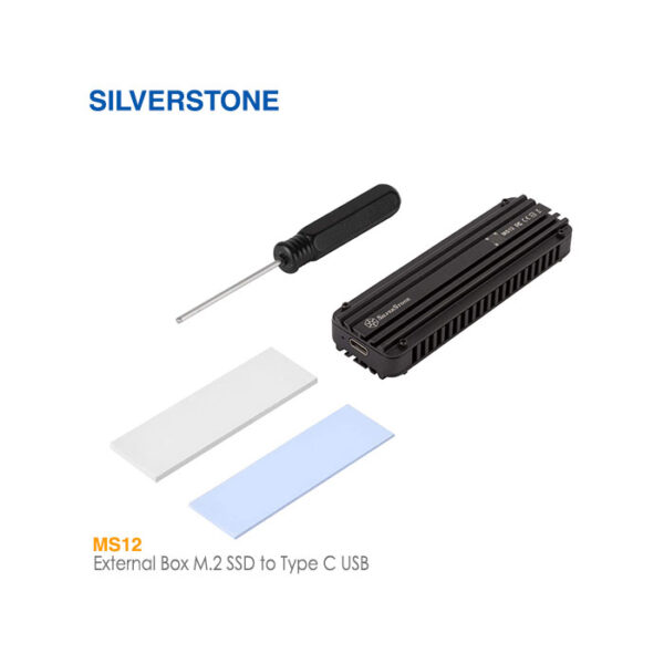 باکس تبدیل قابل حمل SSD M.2 به USB تایپ C مدل MS12 سیلوراستون