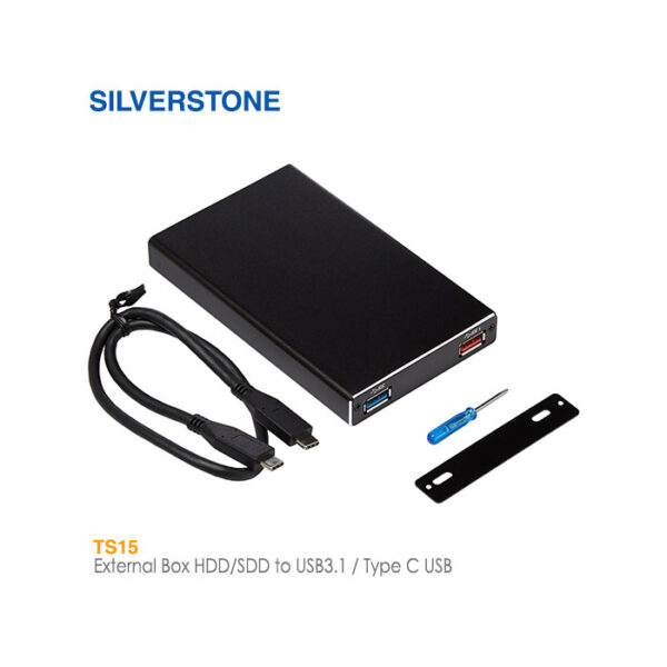 باکس اکسترنال هارد و SSD به USB3.1 و USB-C مدل TS15 سیلوراستون