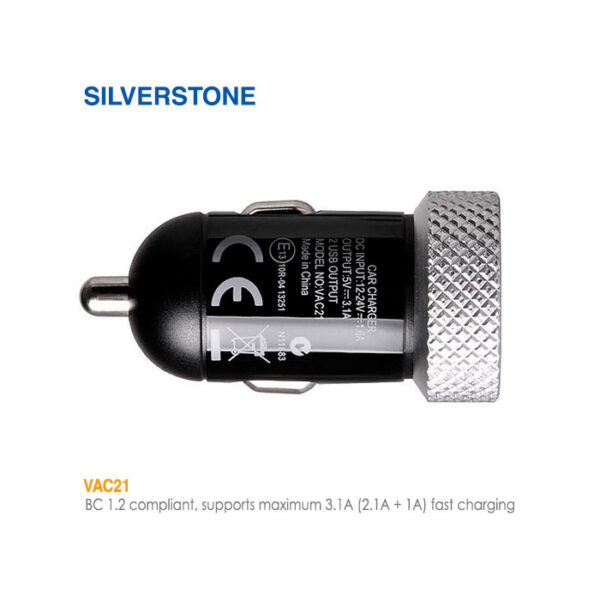 شارژر فندکی Dual USB مدل VAC21 سیلوراستون