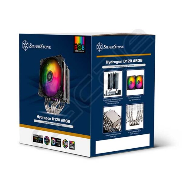 خنک کننده پردازنده Hydrogon D120 ARGB سیلوراستون