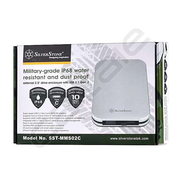 قاب هارد فلزی 2.5 اینچ MMS02 ضدآب ضدضربه سیلوراستون