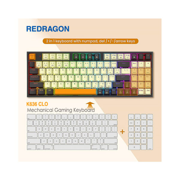 کیبورد گیمینگ مکانیکی ردراگون K636 KITAVA CLO RGB 