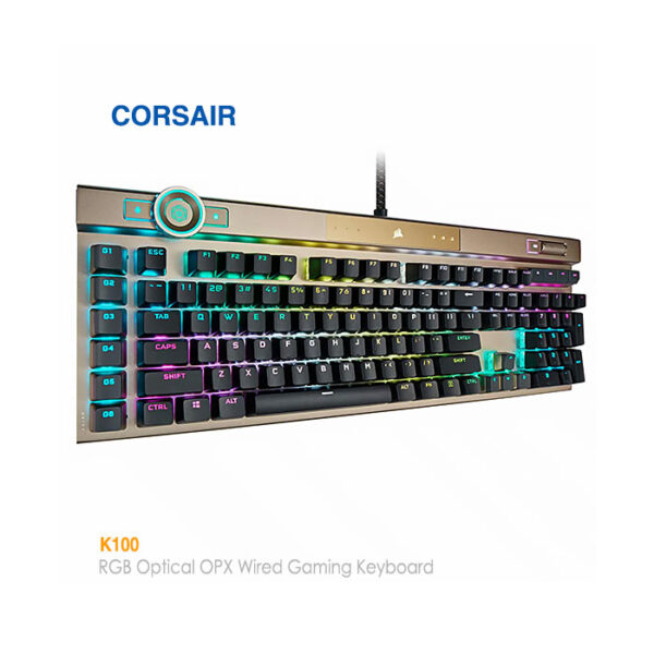 کیبورد گیمینگ اپتیکال مکانیکال کورس ایر K100 طلایی