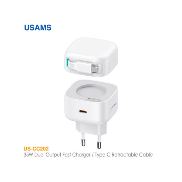 شارژر دیواری و کابل Type-C دو پورت 35 وات یوسمز US-CC202
