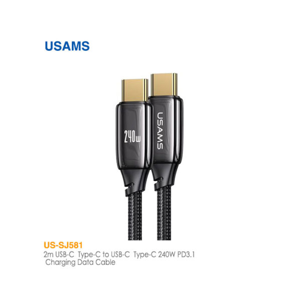 کابل فست شارژ 240 وات Type-C به Type-C یوسمز US-SJ581