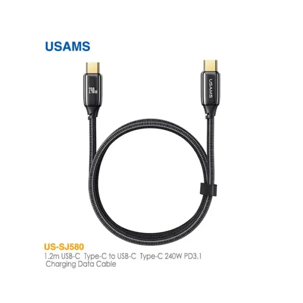 کابل فست شارژ 240 وات Type-C به Type-C یوسمز US-SJ580
