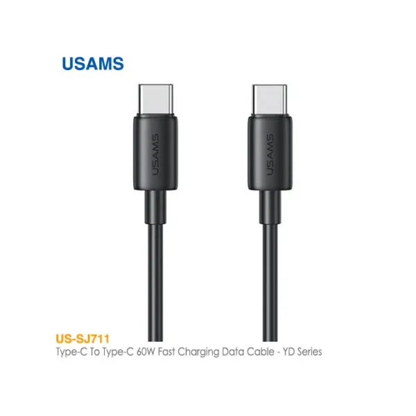 کابل فست شارژ 60 وات تایپ C به تایپ C یوسمز US-SJ711