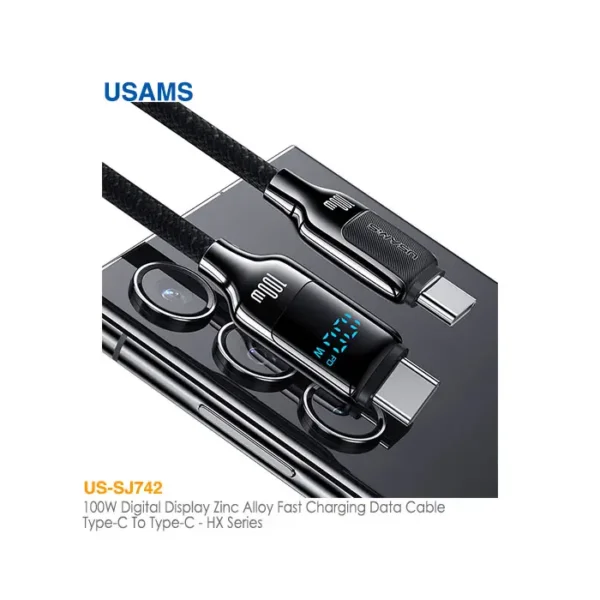 کابل فست شارژ 100 وات Type-C به Type-C یوسمز US-SJ742