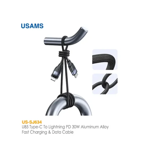 کابل فست شارژ 30 وات تایپ C به لایتنینگ یوسمز US-SJ634