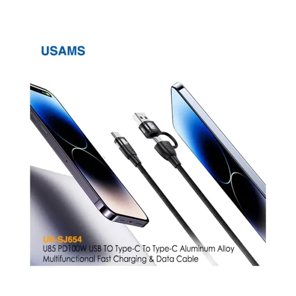 کابل فست شارژ 100 وات Type-C به Type-C یوسمز US-SJ654