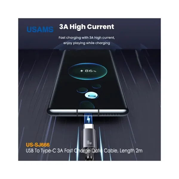 کابل فست شارژ 18 وات USB به تایپ C یوسمز US-SJ666