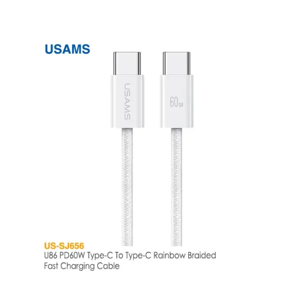 کابل فست شارژ 60 وات Type-C به Type-C یوسمز US-SJ656