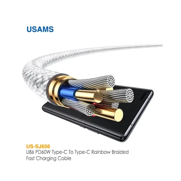 کابل فست شارژ 60 وات Type-C به Type-C یوسمز US-SJ656