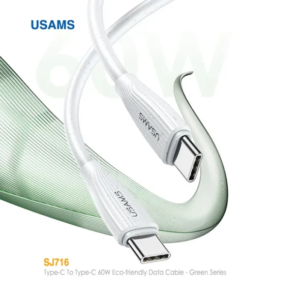 کابل فست شارژ 60 وات Type-C به Type-C یوسمز US-SJ716