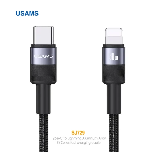 کابل فست شارژ 60 وات تایپ C به لایتنینگ یوسمز US-SJ729